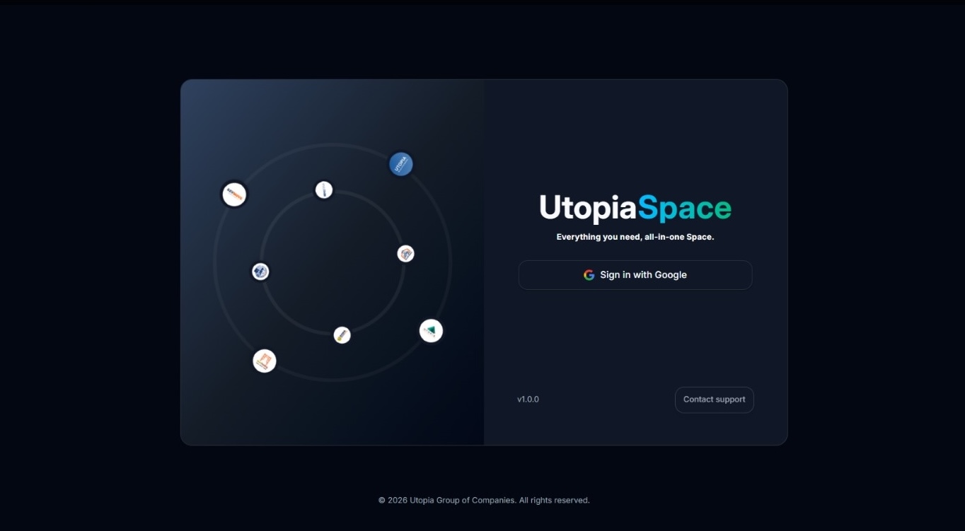 Dark UtopiaSpace login screen