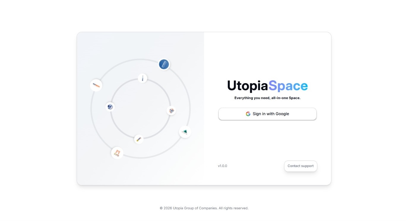 Light UtopiaSpace login screen