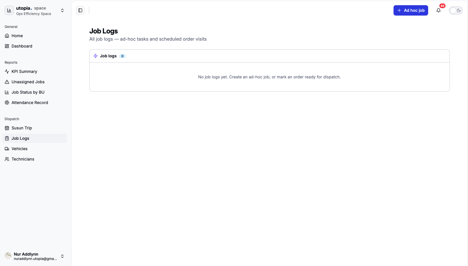 Job Logs preview